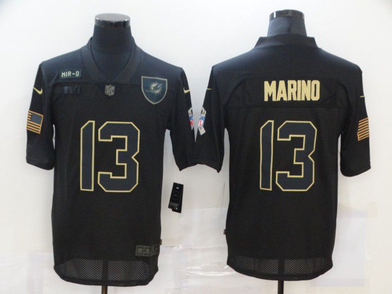 Men Miami Dolphins 13 Marino Black gold lettering 2020 Nike NFL Jersey